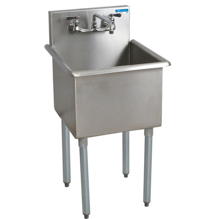 BK RESOURCES 21.5 in W x 21 in L x Free Standing, Stainless Steel, One Compartment Budget Sink BK8BS-1-18-14